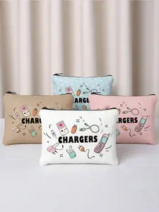 1pc Charger Storage Bag, Portable Storage Bags, Can Hold Chargers And Cables, Compact And Portable, Suitable For Electronics And Accessories, Zipper Pouch, Can Be Used As Toiletry Bag, Cosmetic Bag, Pencil Case, Multi-Function Makeup Bag