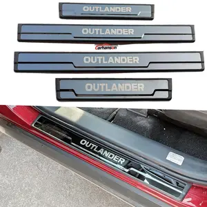 For Mitsubishi Outlander Entry Door Sill Scuff Plate Trims Car Accessories 2016-2022 Car Stickers Pedal Cover Guard Protector Scuff Auto Parts