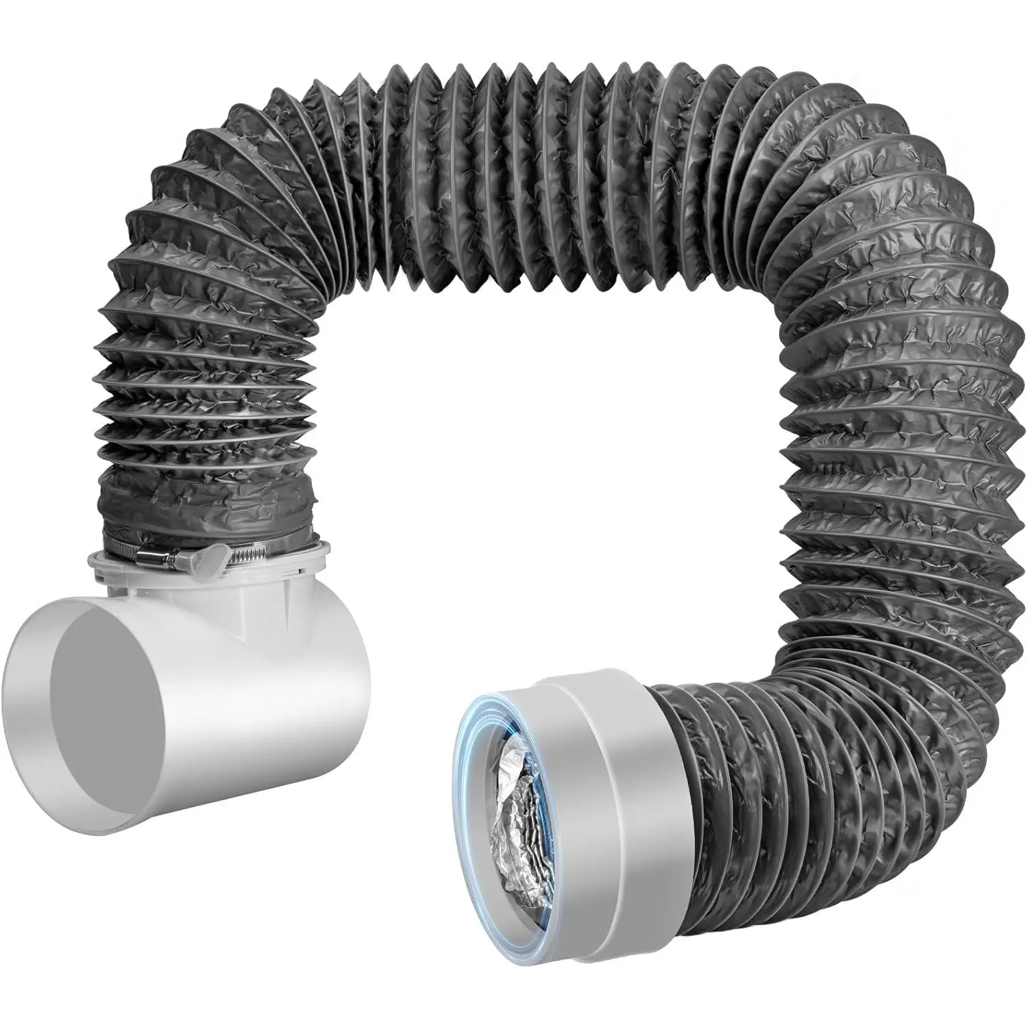 Dryer Vent Hose for Tight Space, 90  Dryer Vent Elbow Connector Kit with 6-Layer Flexible  Duct, Space-Saving 4 Inch Dryer Hose Kit with Elastic Rubber Seal