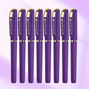 4pcs/8pcs Purple Gel Pen 0.7mm Large Capacity Refill Hard Pen Calligraphy Pen Learning Supplies Writing Pen Smooth Writing Back to School Season