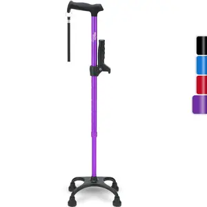 Quad Cane with 4-Pronged Base for Extra Balance & Stability-Adjustable,Lightweight, Walking Cane for  for Men & Women