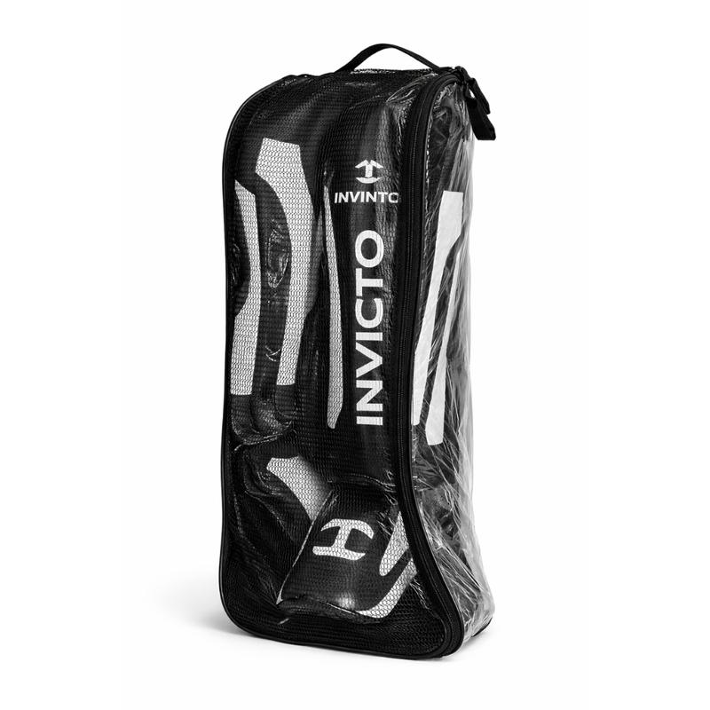 Invicto Sports MMA Shin & Instep Guards, Rexine Leather Construction, Multi-Layer EVA Padding, Adjustable Velcro Strap, Black & White, for Training & Sparring