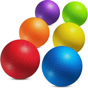 5" Playground Balls for Toddlers & Kids - (6 Pack) Inflatable Rubber Bouncy Dodgeball Balls w/Pump - Small & Colorful for Four Square, Gym, Backyard, Recess, Sports, Preschool & Kindergarten Games