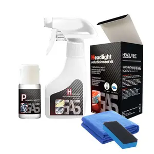 Car Headlight Restoration Kit – 180ml Cleaner & Polish with Protective Agent, Sponge & Towel for Automotive Headlight Repair & Clarity