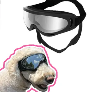 Adjustable Dog Goggles UV Protection Windproof Sunglasses for Medium Large Dogs Outdoor Travel Riding Black Frame Masks Accessory