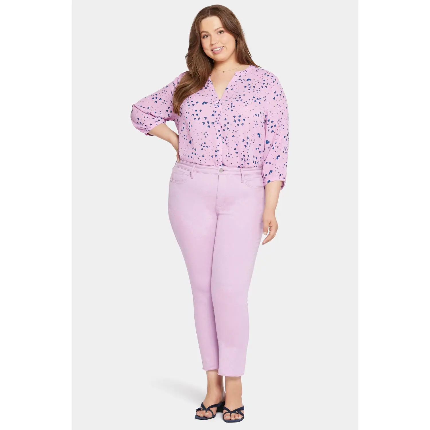 Sheri Ankle Jeans with Fray Hem - Misty Mauve