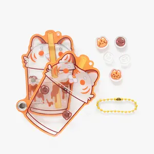 Thai Tea Tiger Fillable Shaker Keychain (3.5") Boba Tea Themed Keychain Accessory