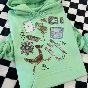 Western Roadrunner Collage Graphic Hoodie, Western cowboy Graphic Hoodie, Trending western Graphic Hoodie, Western Boutique, Handmade, Plus size available