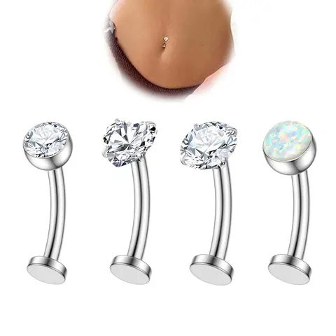 Women's Elegant Floating Belly Rings, Navel Piercing Jewelry, Trendy Flat Back Petite Belly Button Ring, Chic Body Jewelry for Party Decor, Daily Clothing Decor, Body Piercings, Bellybar, Body Jewellery