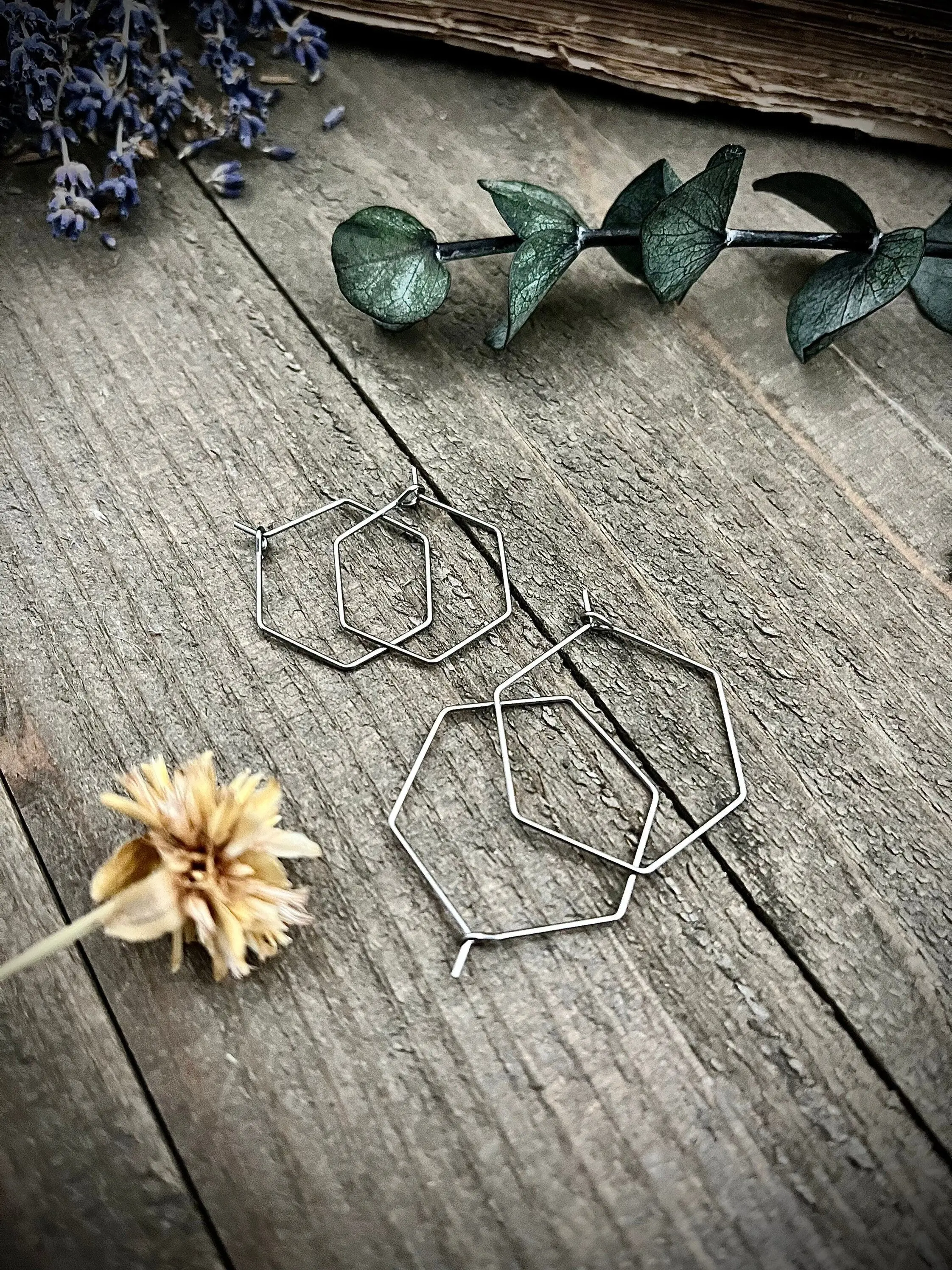 Minimalist Hexagon Hoop Earrings