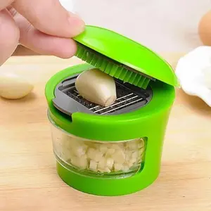 Manual Garlic Press Machine with Container, Multifunctional Garlic Grinder, Vegetable Chopper, Home Kitchen Gadget