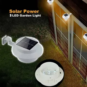 4 Pack White Solar Powered Gutter Lights Outdoor Decorative Waterproof LED Fence Lamp for Lighting Railing Outside Wall Deck Garden Path Backyard Sidewalk Yard Patio No Drilling Installation