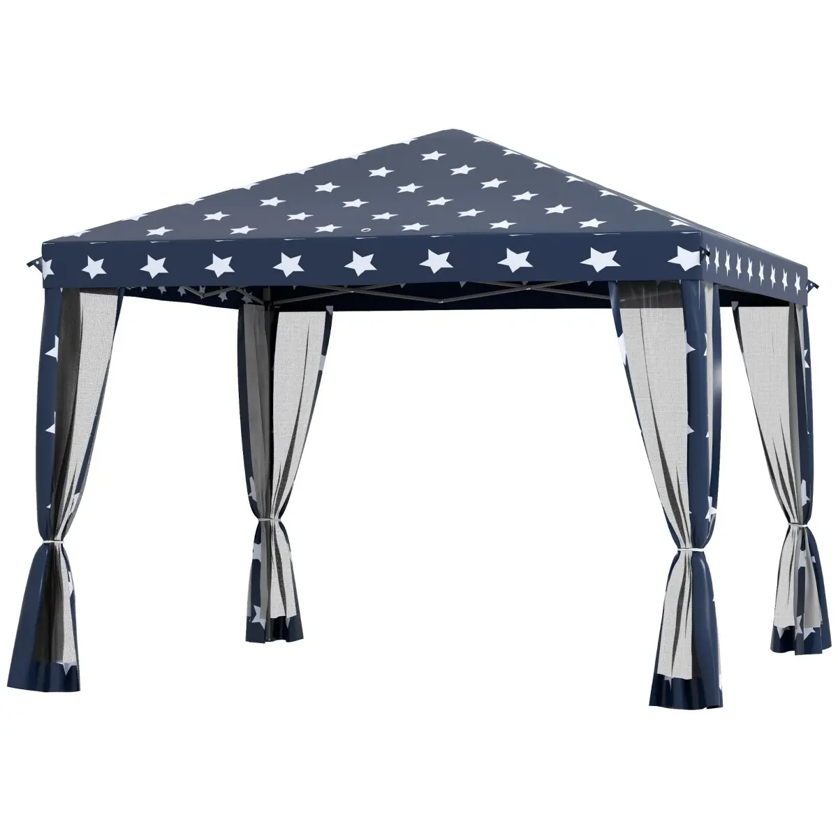 212 Main 840-014V01MX 10 x 10 ft. Outsunny Outdoor Pop-Up Canopy with Sidewalls, Mesh Walls, Instant Setup for Party, Events, Patio, Lawn, American Flag
