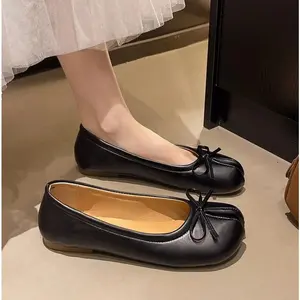 Femme Mary Jeans Mocasines Ladies Ballerina Japanese Style Tabi Ninja Shoes Women Cozy Leather Flats Split Hoof Toe Loafers