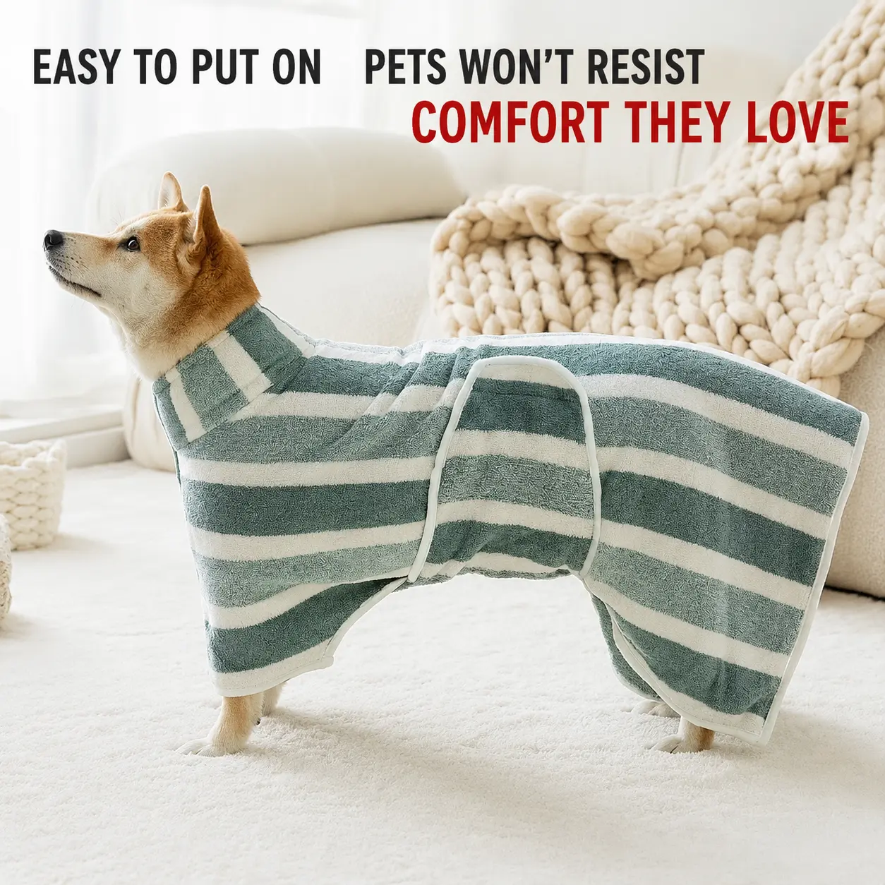 Dog Bathrobe Super Absorbent Fast Dry Dog Drying Towel Soft Coral Fleece Adjustable Pet Bathrobe dog products