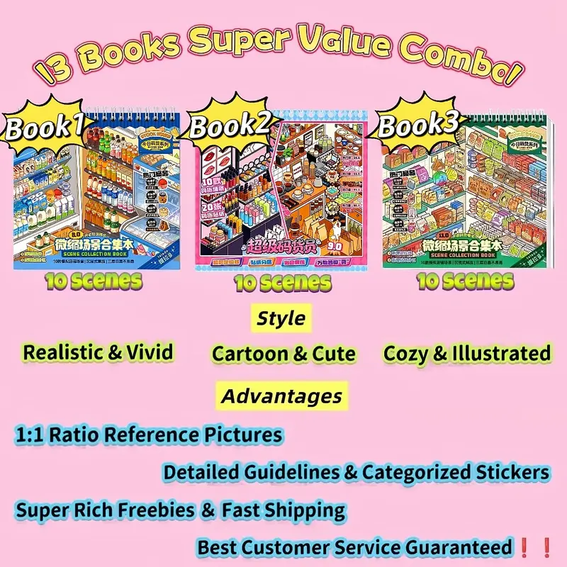 [Hot · Guideline Version] Shop Series, Grocery Shelf Stocking 3D Sticker Scene Books, Simulation Management Play, Best for Organizing Enthusiasts & Maximalists, Puzzle Stickers, Screen-Free Hobby, Bookish Stickers, DIY Crafts, Scrapbooking, Journal