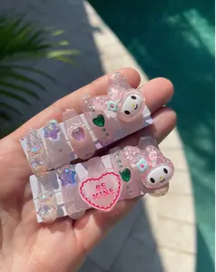 my melody nails | reusable press on nail set | kawaii japanese style gyaru accessories | y2k aesthetic sanrio