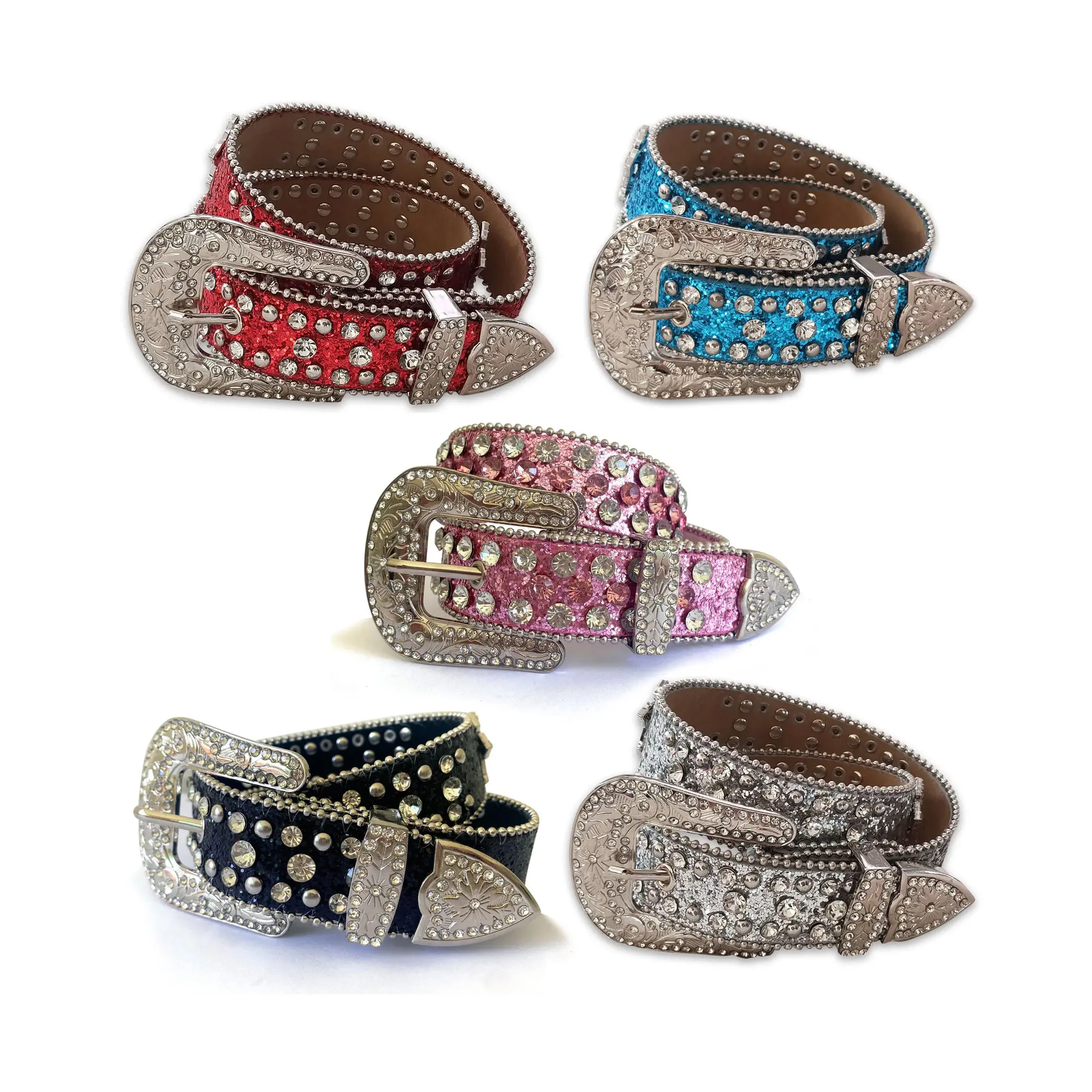 Girls' 4-5 Years Stylish Belt, Heavy-Duty Silver Rhinestone Accessory, Genuine Leather Strap for Casual & Formal Use