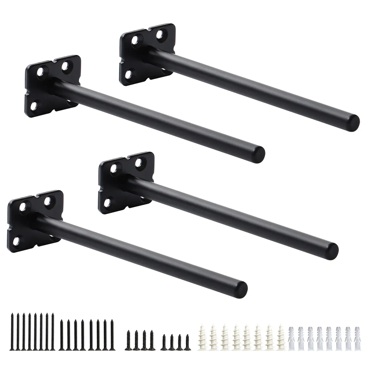 SOMADA 8 Inch Floating Shelf Brackets, 4 Pack Invisible Heavy Duty Shelf Supports, Solid Steel Hardware Kit for Mounting Concealed Wooden Shelves or Mantle, Hidden Brackets for Blind Shelf
