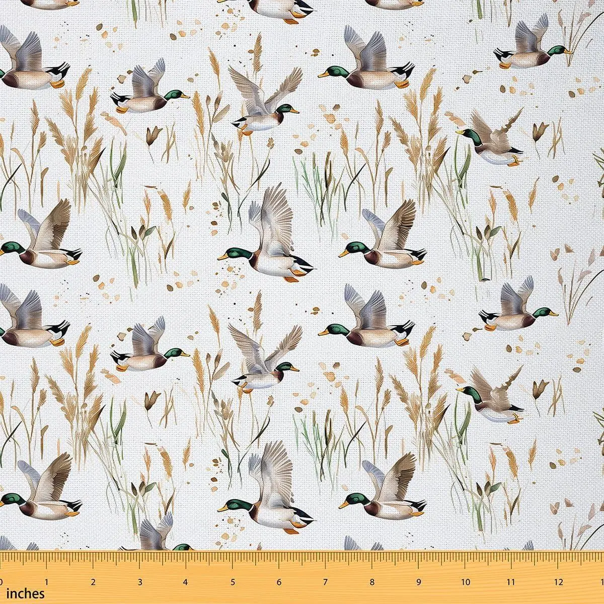 Mallard Duck Fabric Hunting Fishing Theme Upholstery Fabric Chairs Wild Animal Soft Flannel Indoor Decor DIY Sewing Craft Projects Reed