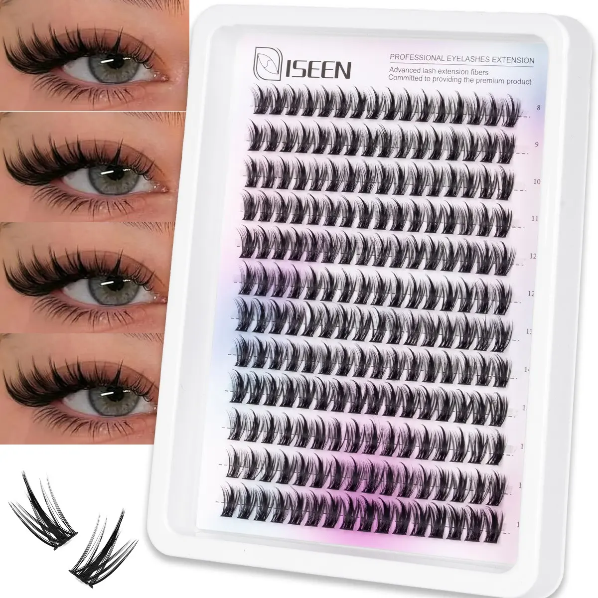 Lash Clusters With Wispy Cluster Eyelash Extensions Volume Lashes Fluffy Anime False Eyelash Clusters Reusable Faux Mink Fairy Individual Lash Extension D Curve 8-18mm DIY Lash Clusters Volume Focused Lashes Dramatic Fluffy Lash - Cosmetic, Makeup