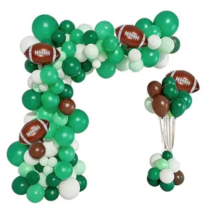 88-Piece Football Party Balloon Kit Green, Brown & White Balloons with Mylar Footballs for Sports Events