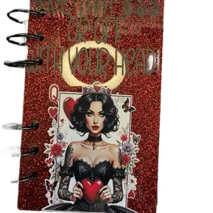 Queen of Hearts Priority Acrylic Binder - A6 Binder with 6 Category Bookmark Inserts, Black PVC Zipless Envelopes & Fine Tip Black Marker