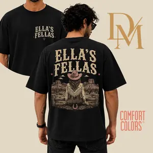 Ella's Fellas Shirt, Comfort Colors Shirt, Member Ellas Fellas Club, Southern Cowgirl Style Gift, Ellas Fellas Retro Western Shirt, Ella Langley Graphic Tee