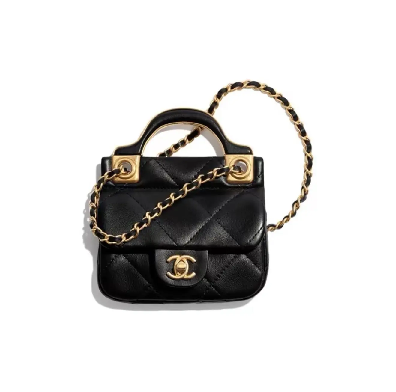 Pre-owned CHANEL Black Caviar Leather Mini Hanger Bag with Gold Hardware 2603082