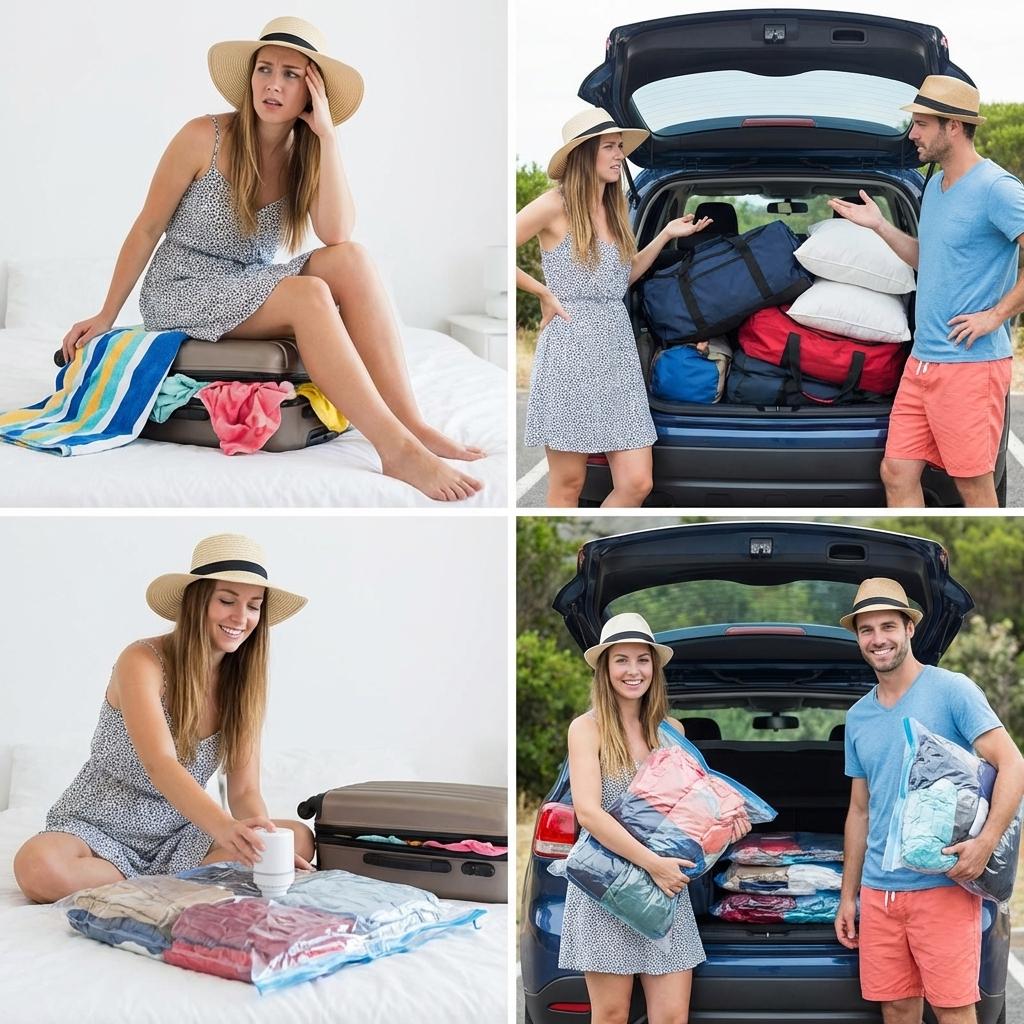 2026 New Vacuum Storage Bags，Travel Vacuum Bags with Pump，Vacuum Seal Bags for Clothing, Space Saver Vacuum Storage Bags, 24 Pack Combo Travel Vacuum Bags for Luggage