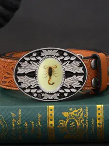 Western Cowboy Style Belt Buckle, Animal Pattern Design, Smooth Round Hole, Unisex Fashion Accessory, All Seasons Wear