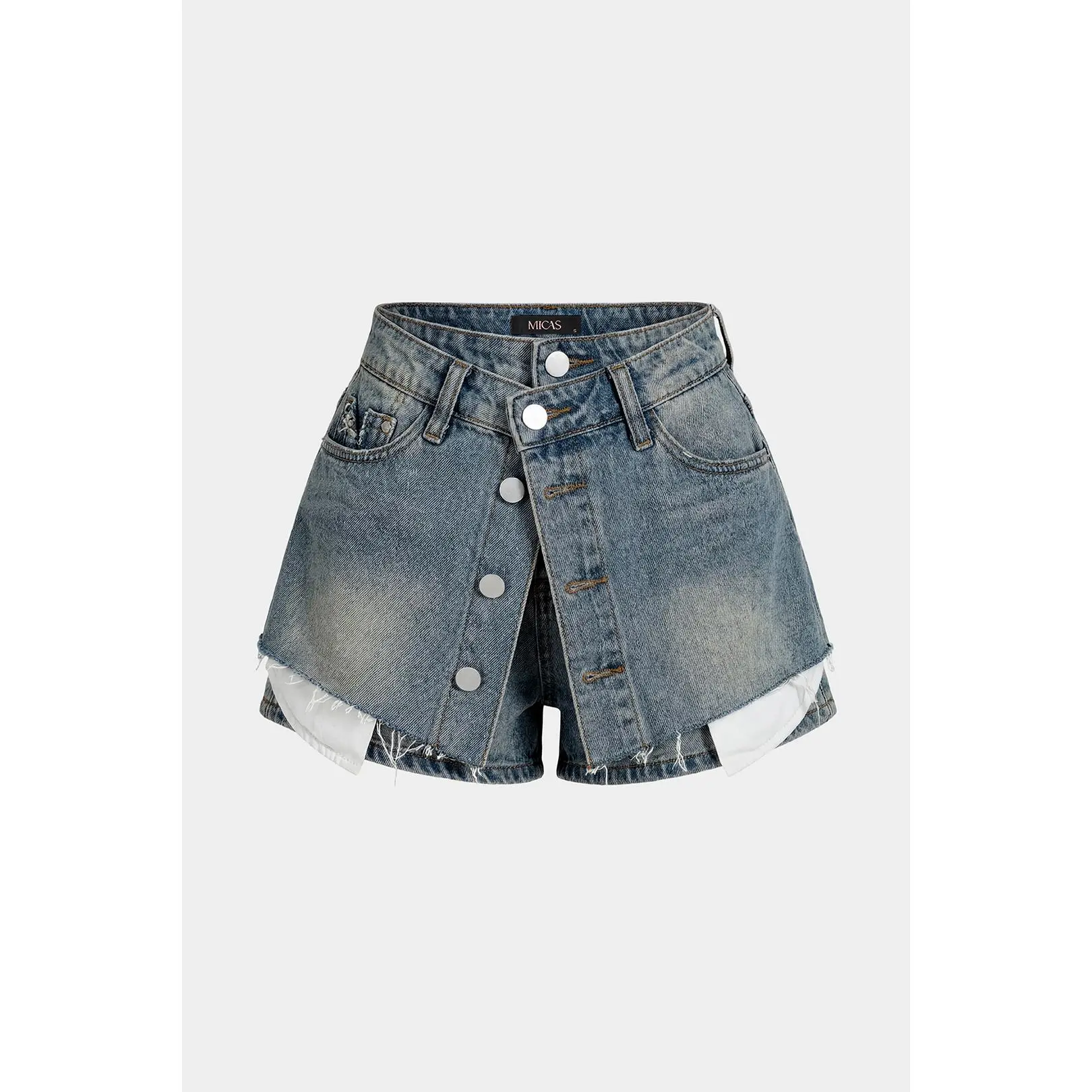 Denim Button Pocket Shorts