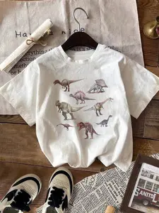 Women's Dinosaur Print Round Neck T-Shirt, Fashion Casual Round Neck Tee, Perfect for Daily Vacation Outdoor Wear, All-Season Women's Top