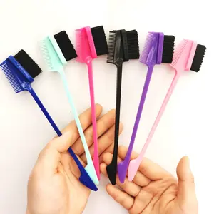 [Free Gift]Three-sided 1pc Edge Brush Comb For Wigs Random Color Multi-function Bristle Hair Brush Teasing Comb Brush For Women