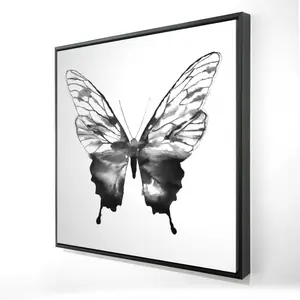 360 Stand 36x36 in. Framed Wall Art - Artistic Minimalist Black Butterfly Sketch Nature Print, Animal Theme Home Decor for Room Wall Supplies, Decoration