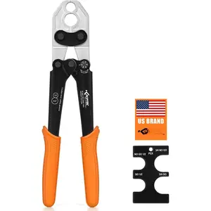 1/2'' & 3/4'' Combo PEX Crimping Tool for Copper Crimp Rings with Go/No-Go Gauge, Meets ASTM F1807 Standard, Durable Plumbing Tool