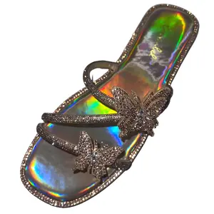 WOMENS RHINESTONE BUTTERFLY FLAT SANDAL AMITA12 Casual