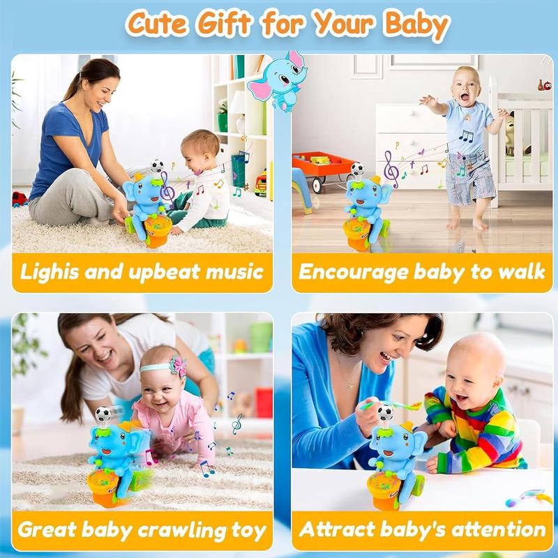 Walking Musical Elephant Toy with Drum and Bubble Blower LED Lights and Sounds Interactive Toddler Toy Gift for Boys Girls