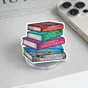 ACOTAR Fantasy Romance Book Stack Phone Grip Colorful Court Series Inspired Reader Grip Stand, Book Lover Aesthetic Phone Holder, Gift for Fantasy Fans