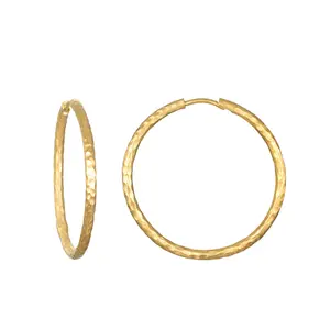 Satya Jewelry Textured Gold Large Hoop Earrings 18k plated gold - one year warranty 