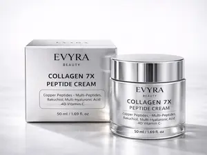 EVYRA Collagen 7X Peptide Cream – Niacinamide & Tranexamic Acid Face Moisturizer with Bakuchiol, Copper Peptides, Ceramide & Multi Hyaluronic Acid – Brightening & Firming Cream 50 ml