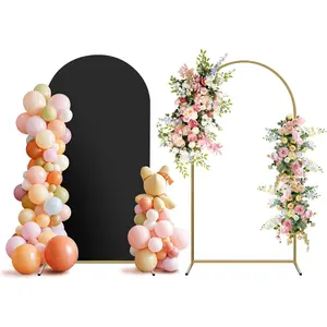 Arch Backdrop Stand and Cover Set, Metal Balloon Arch Backdrop 6.6ft,  Arched Stand Frame for Wedding, Parties,Birthday, Backdrop Decorations (Black,6.6ft)