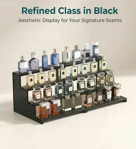 Refined Class in Black Aesthetic Display for Your Signature Scents Acrylic Cologne Stand Clear Modern Design for Organized Bathroom Vanity Sturdy Base for Stable Cologne Bottles Sleek and Stylish Home Accessory