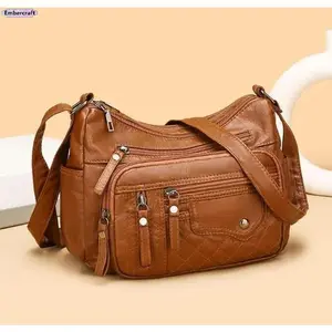 Chic & Trendy Four-Season Women's Bag — Premium Soft Leather Multi-Compartment, Multi-Pocket Layered Shoulder & Crossbody Bag Fashionable Versatile Purse Daily Use Purse