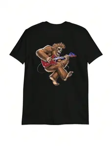 Bigfoot Playing Electric Guitar T-Shirt, Guitarist Shirt, Bigfoot Tee, Cryptids T-Shirt, Bigfoot Clothes, Bigfoot Clothing, Bigfoot Apparel