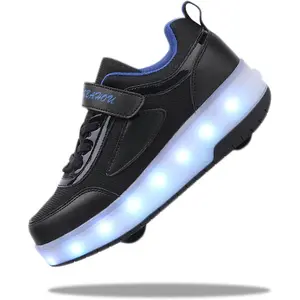 Kids Shoes with Wheels - 4 in 1 Light-Up Roller Shoes with USB Rechargeable LED Sneakers for School Christmas Party Gifts