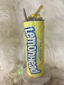 Yellow Sour Candy Tumbler with ice topper