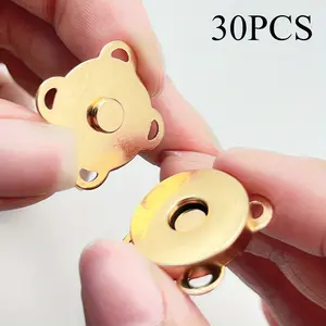 30pcs 14mm Magnetic Snap Buttons, Same Color Bag Closure, Handmade Bag Clothing Fasteners, Cherry Blossom Design, Ideal for Craft Projects