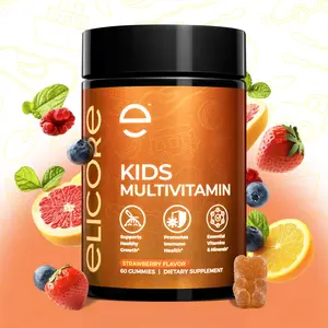 ELICORE Kids Multivitamin Gummies - Immune Support, Growth, Focus & Attention Supplements - Chewable Vitamins A, C, D, E, B6, B12, Zinc for Children 4+, Gluten-Free, Non-GMO, 60 Count