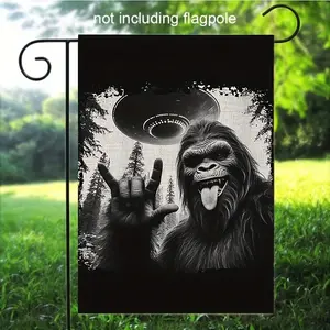 Bigfoot UFO Garden Flag -12x18 inch double-sided nature enthusiast outdoor courtyard decoration, rural farmhouse porch design, outdoor decoration | Optimistic design | Durable outdoor flag